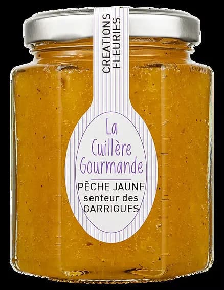 Confiture de PÊCHE jaune du Gard au bouquet des Garrigues