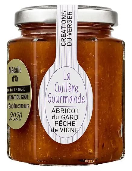 Confiture d'ABRICOT du Gard et PÊCHE de Vigne