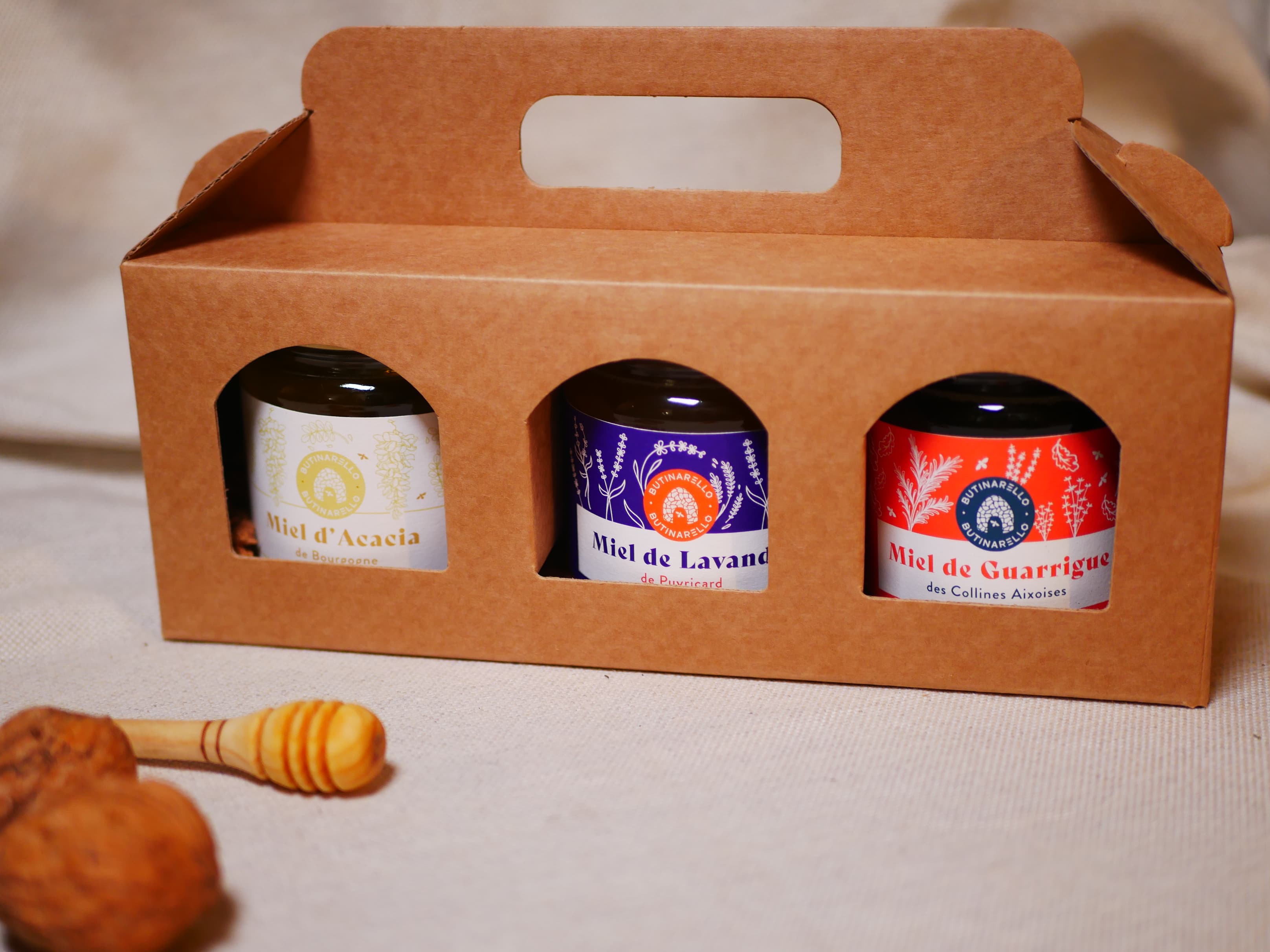 Coffret de 3 Miels Bio Artisanaux – 3 x 250g