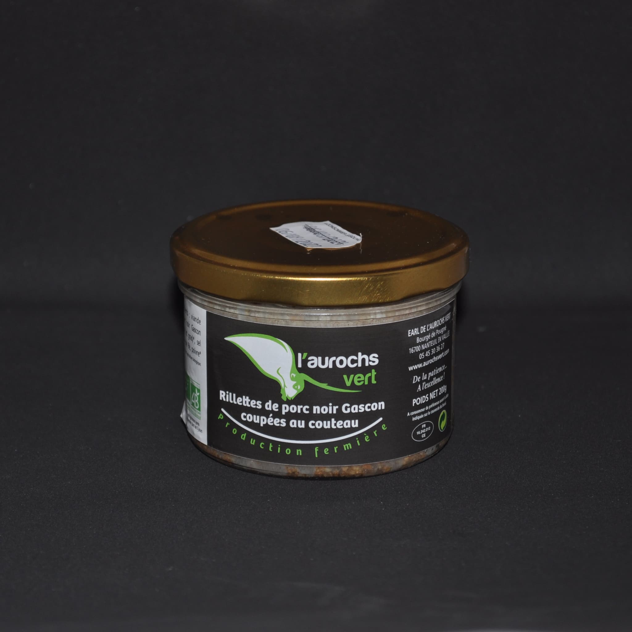 Rillettes de porc noir Gascon coupées au couteau BIO