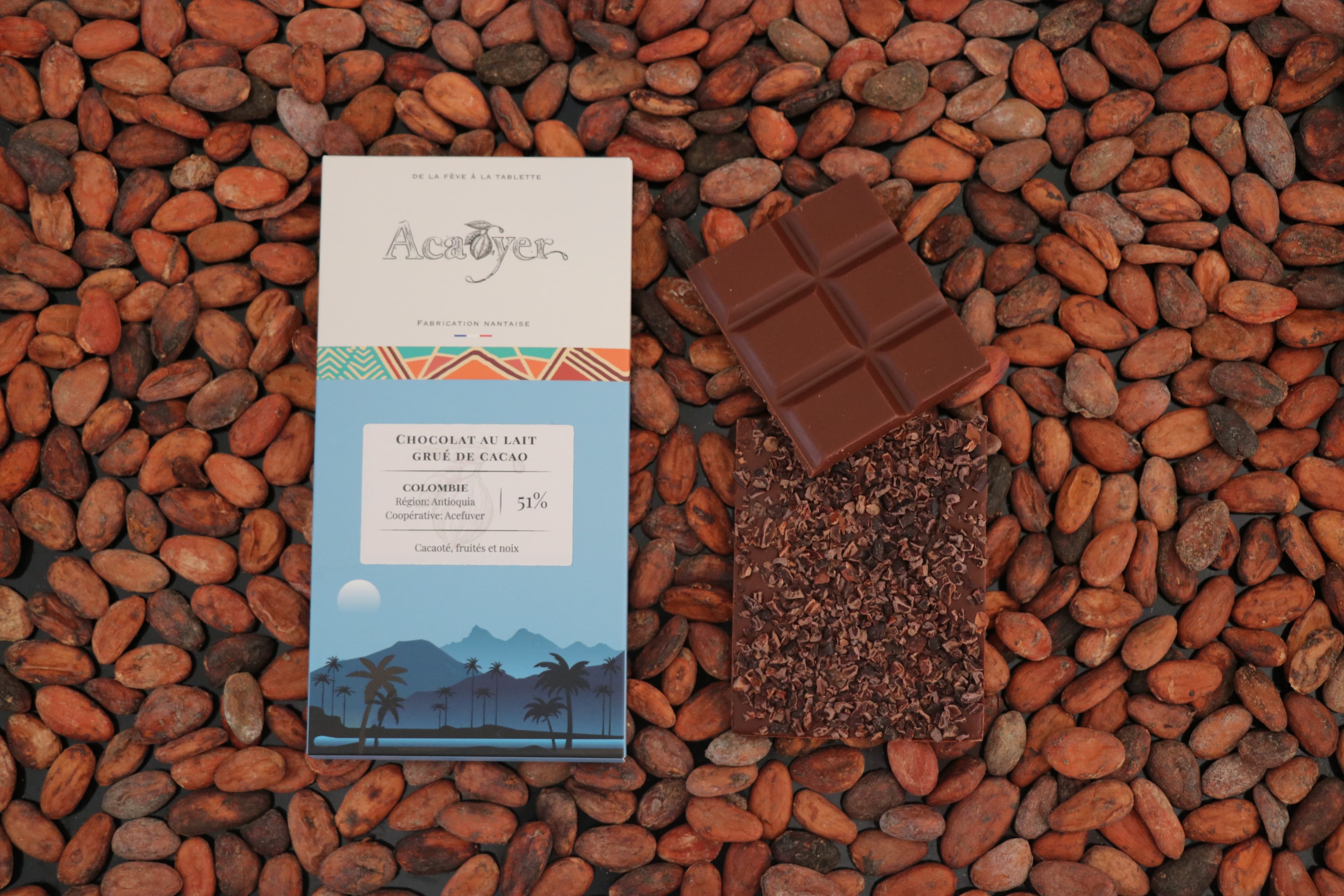 Tablette Chocolat Lait - Grué de cacao - 51% - Colombie
