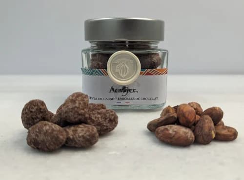 Fèves de cacao enrobées chocolat noir 70%