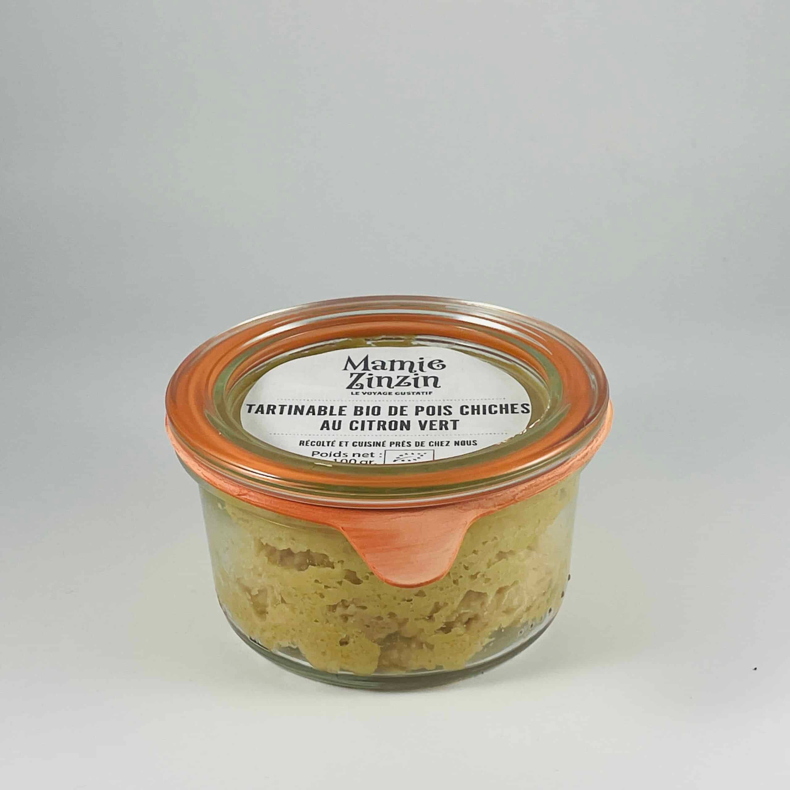 tartinable bio de pois chiches au citron vert